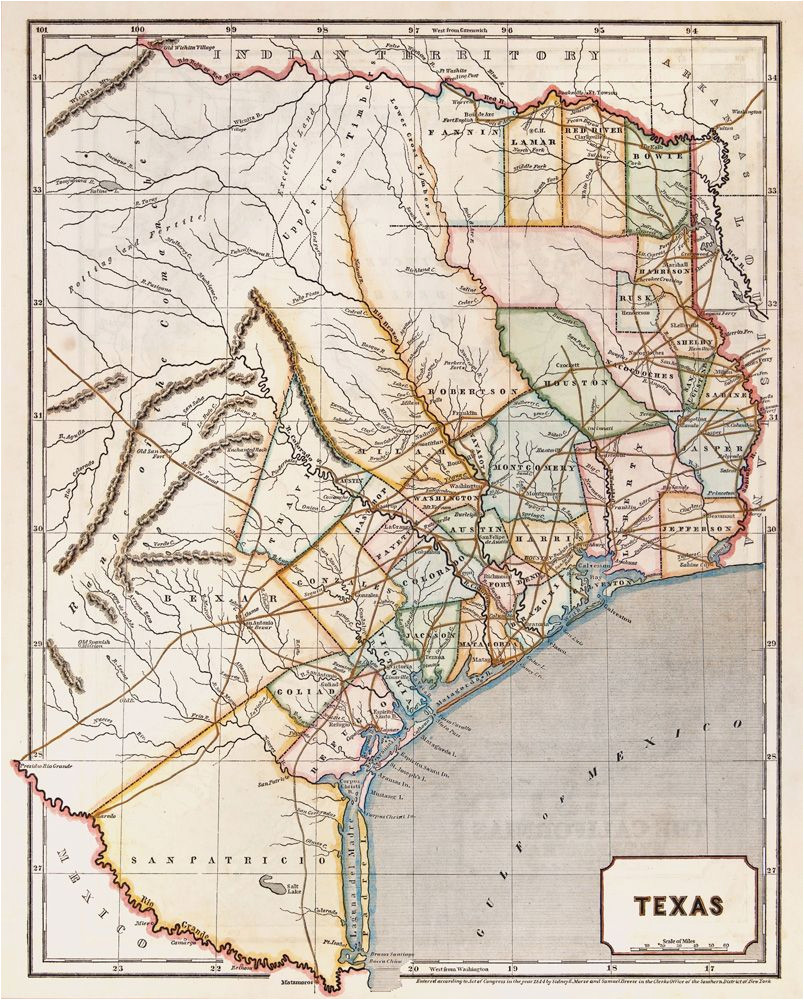 Colony Texas Map Republic Of Texas by Sidney E Morse 1844 This is A Cerographic