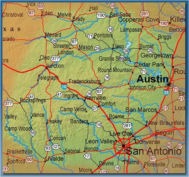 Concan Texas Map Texas Hill Country Map with Cities Business Ideas 2013