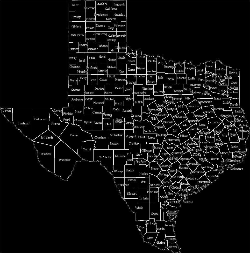 County and City Map Of Texas Map Of Texas Black and White Sitedesignco Net