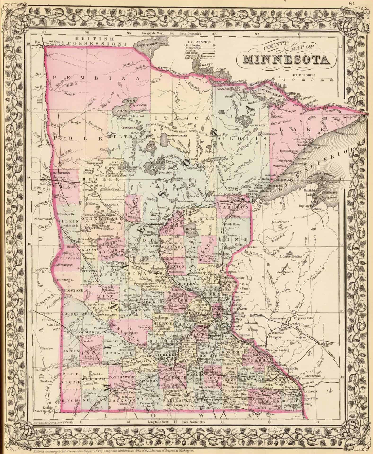 Dakota Minnesota and Eastern Railroad Map Old Historical City County and State Maps Of Minnesota