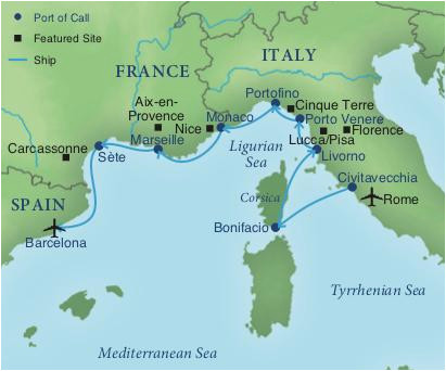 Detailed Map Of France and Italy Cruising the Rivieras Of Italy France Spain Smithsonian Journeys