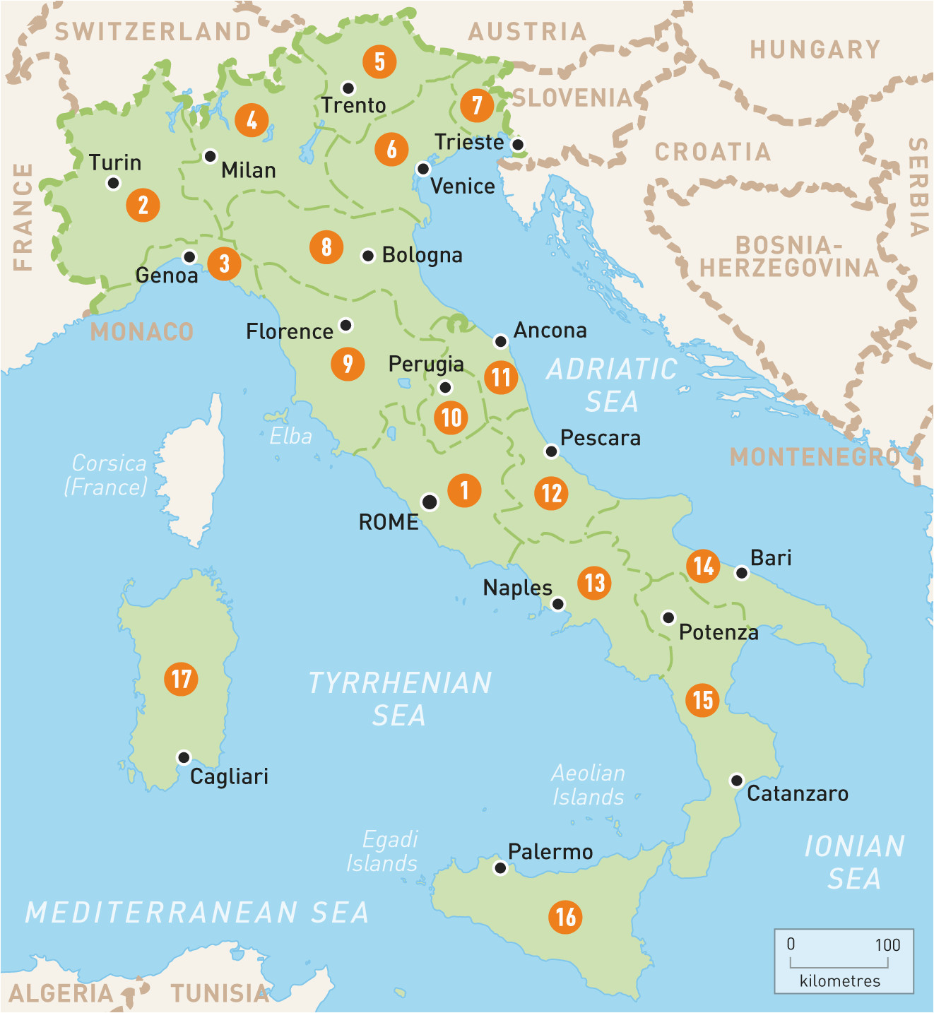 Detailed Map Of Italy Cities Map Of Italy Italy Regions Rough Guides