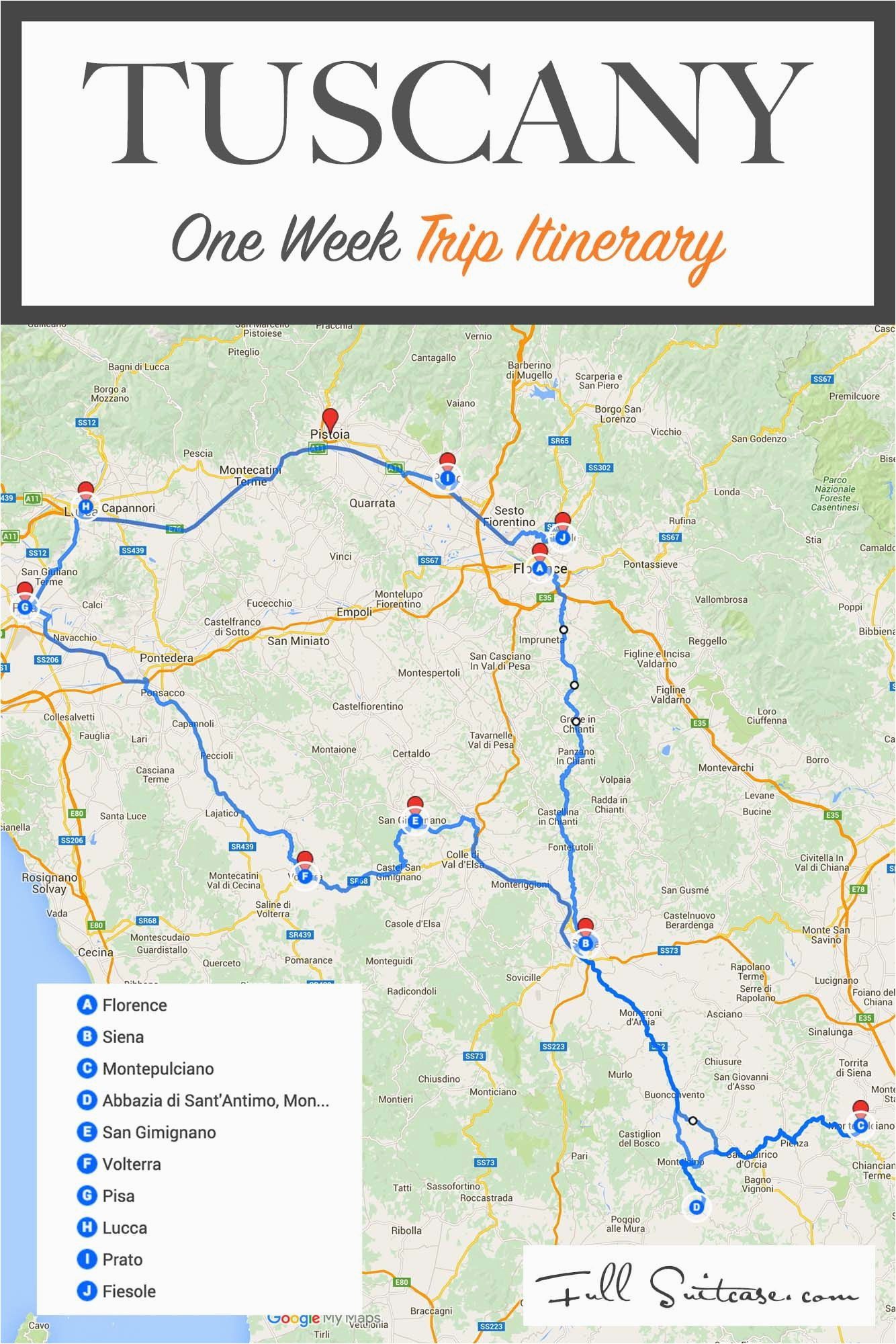 Detailed Map Of Tuscany Italy Tuscany Itinerary See the Best Places In One Week Florence