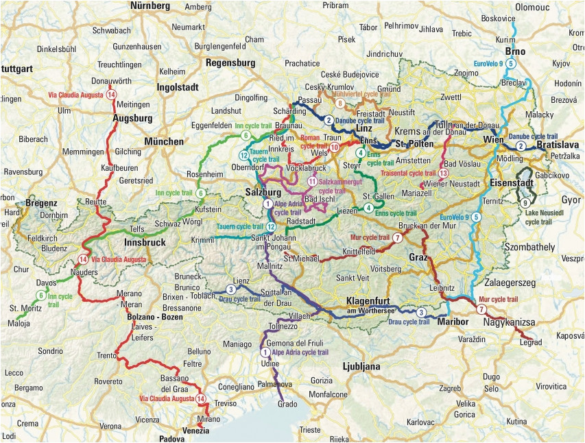 Dolomiti Italy Map Through Austria Along the River Drau Italy Cycling Guide Dolomiti Italy Map Through Austria Along the River Drau Italy Cycling Guide