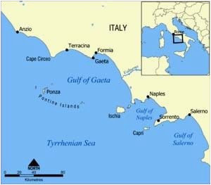 Gaeta Italy Map isole Pontine Ponza Palmarola Zannone Italia Gaeta Gaeta