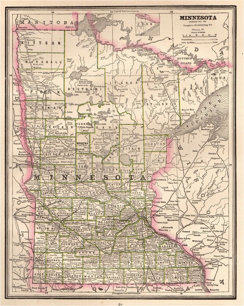 Geographical Map Of Minnesota Details About 1886 Antique Minnesota Map State Map Of Minnesota