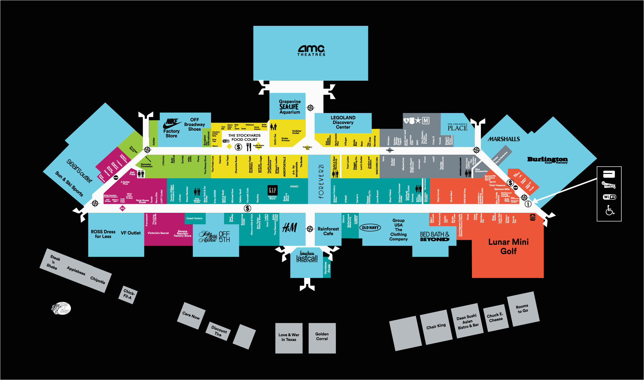 Grapevine Texas Map Mall Map for Grapevine Millsa A Simon Mall Located at Grapevine