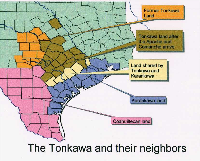 Indian Tribes In Texas Map Karankawa Indians