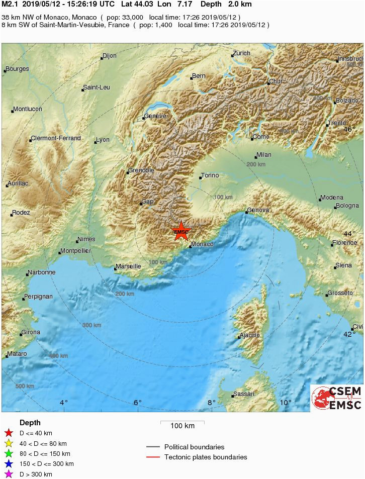 Italy Earthquake Map Earthquake Magnitude 2 1 northern Italy 2019 May 12 15 26 19 Utc