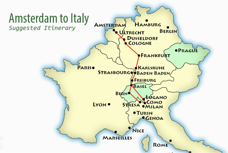 Italy Map Train Routes Amsterdam to northern Italy Suggested Itinerary