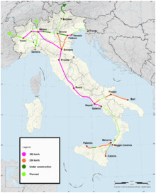 Italy Train Network Map Rail Transport In Italy Wikipedia