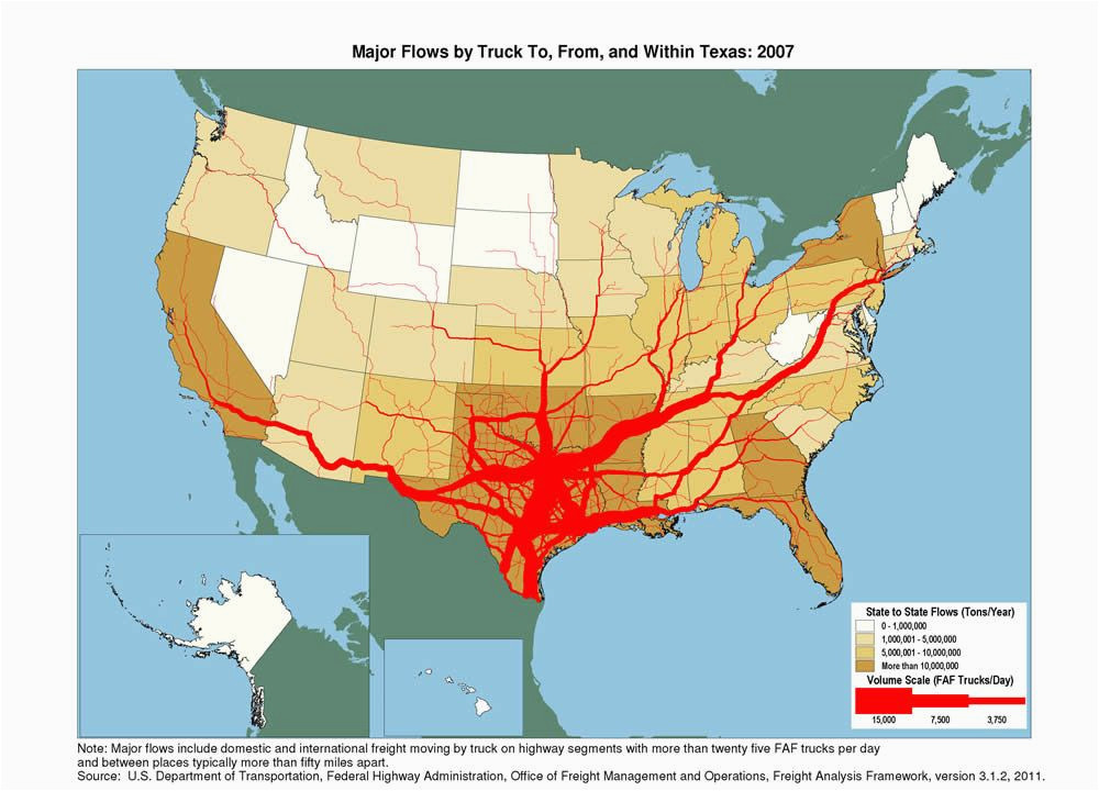 Jodie Texas Map Flow Map Showing tons Moving by Truck and the Number Of Trucks