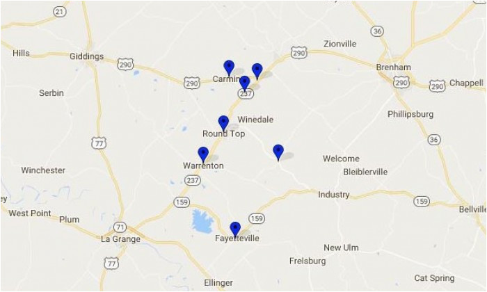 La Grange Texas Map Maps Antiqueweekend Com Online Directory for the Round top