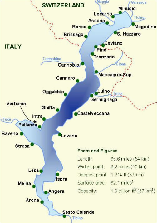 Lake Region Italy Map Map with All the towns On Lake Maggiore You Can See that the Lake