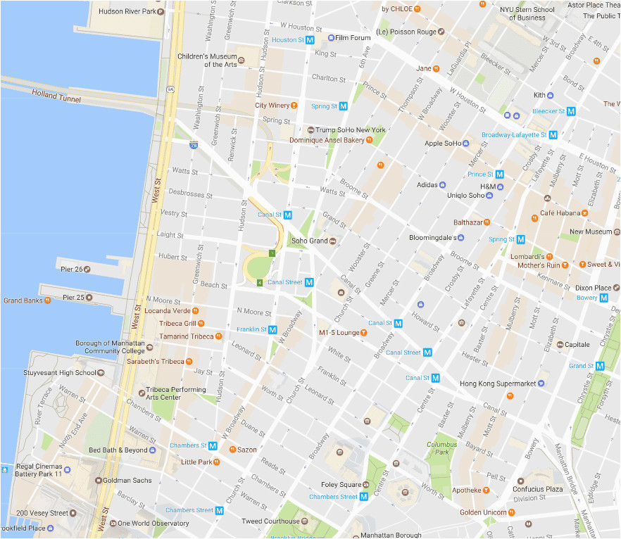 Little Italy Map Nyc New York City soho and Tribeca Neighborhood Map