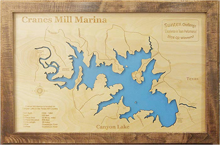 Map Canyon Lake Texas Amazon Com Canyon Lake Texas Framed Wood Map Wall Hanging Handmade