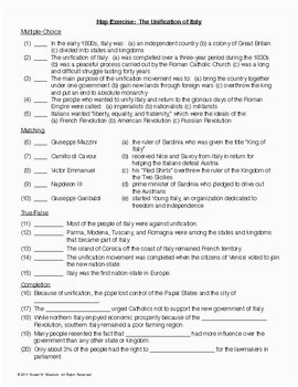 Map Exercise the Unification Of Italy Unification Of Italy World History Lesson 90 Of 150 Map Exercise