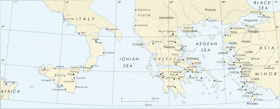 Map Of Ancient Italy and Greece the Iliad and Odyssey