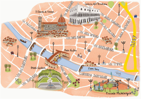 Map Of Firenze Italy Florence Map by Naomi Skinner Travel Map Of Florence Italy