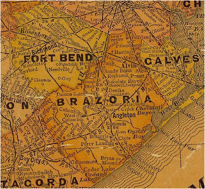 Map Of fort Bend County Texas Brazoria County and Ft Bend County Texas 1920s Map Texas History