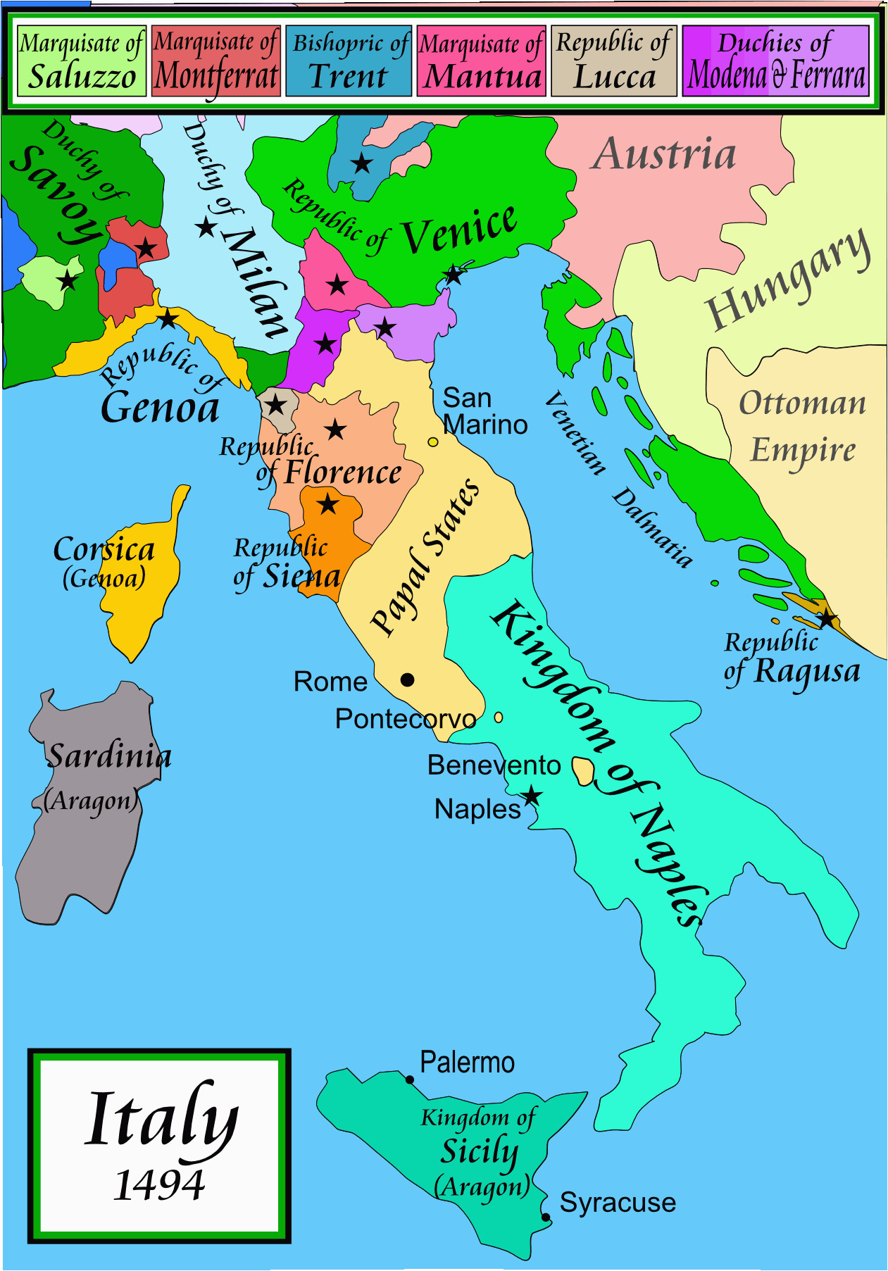 Map Of France and Italy and Spain Italian War Of 1494 1498 Wikipedia