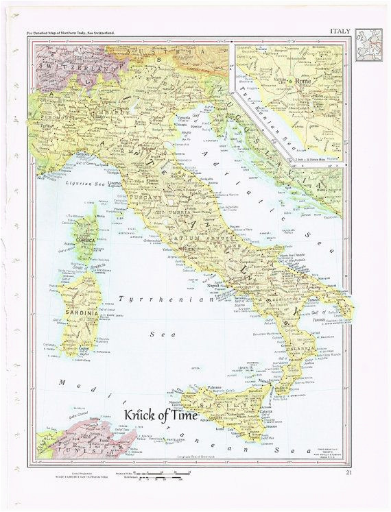 Map Of Italy 1800 1960 Vintage Map Italy by Knickoftime World Maps Vintage Maps