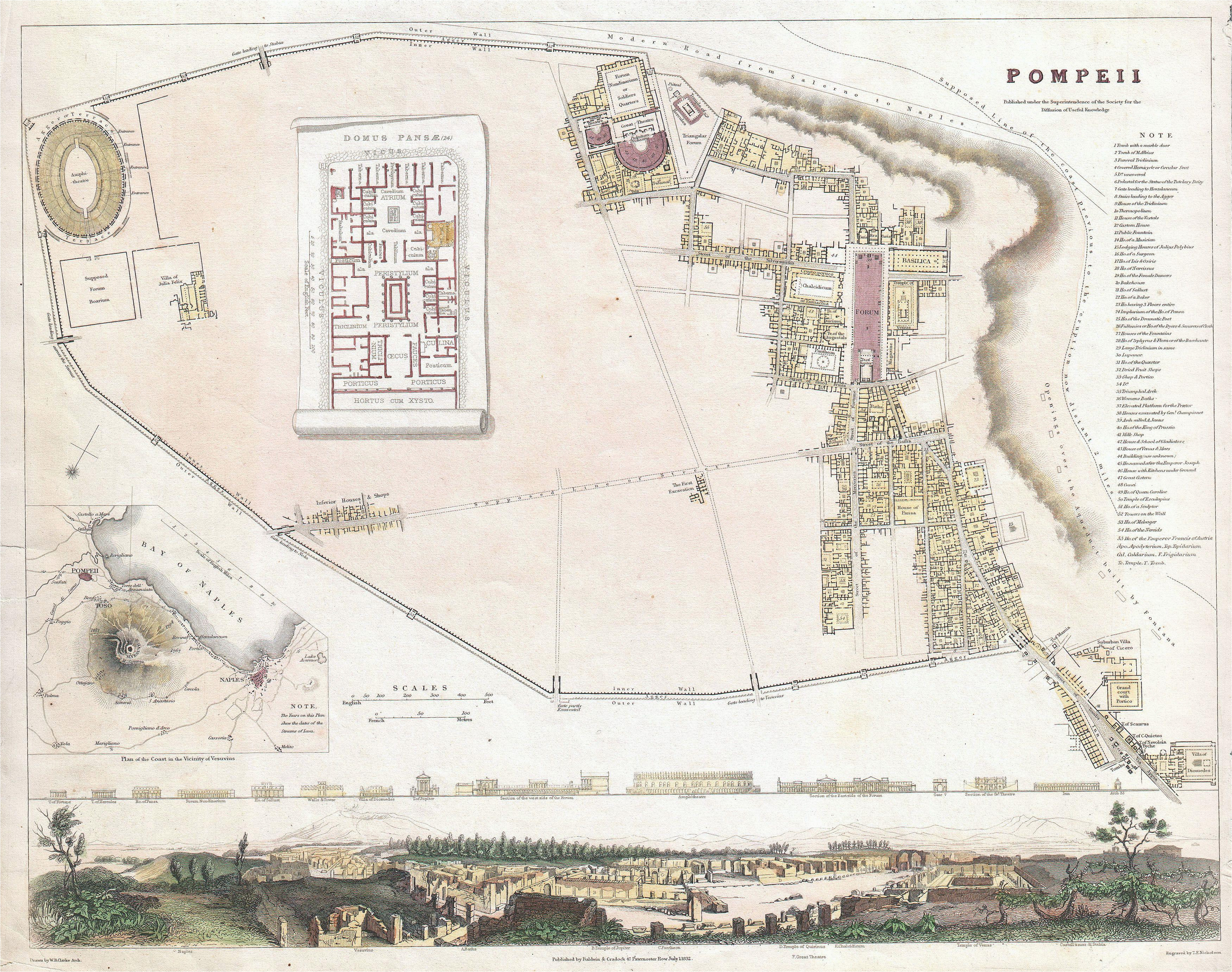 Map Of Italy Pompeii File 1832 S D U K City Plan or Map Of Pompeii Italy Geographicus