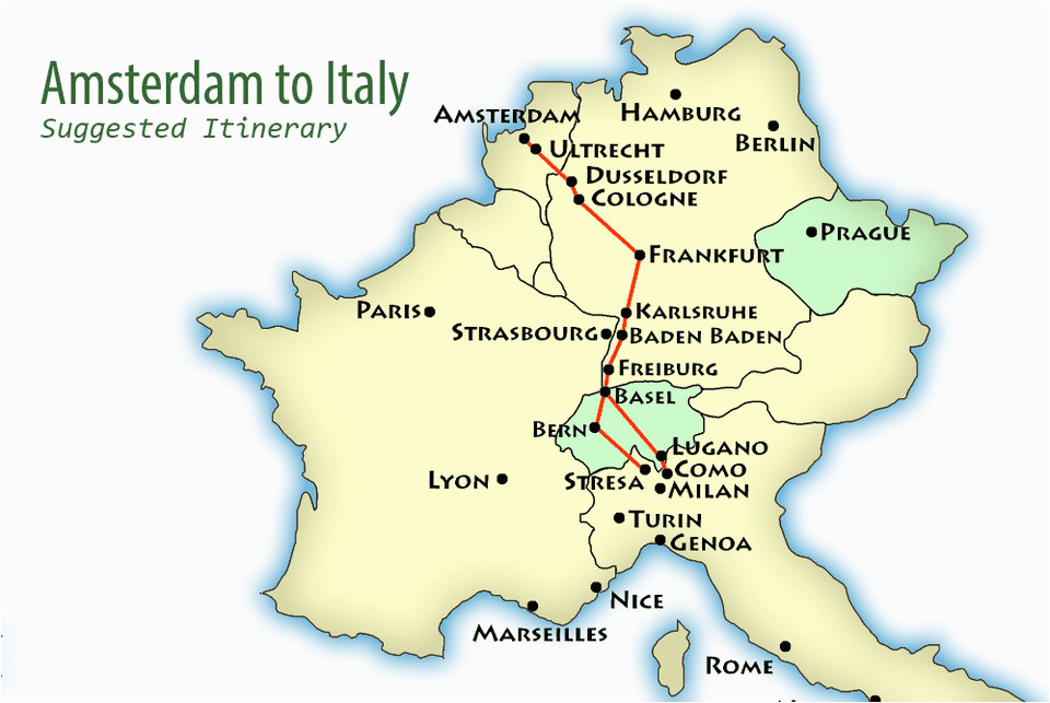 Map Of Milan Italy Airports Amsterdam to northern Italy Suggested Itinerary