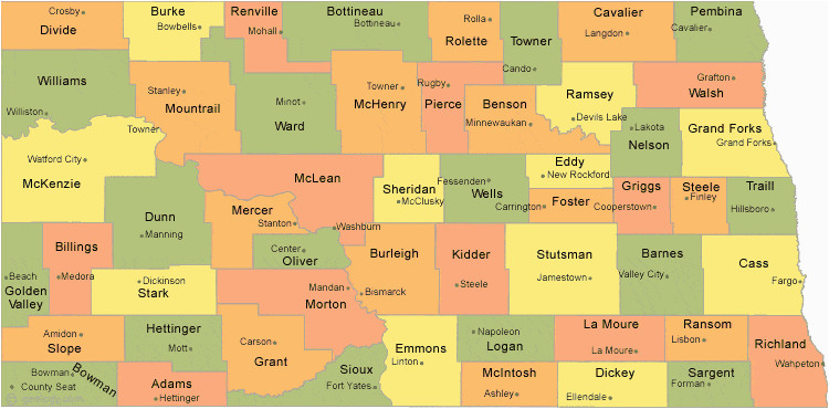 Map Of north Dakota and Minnesota north Dakota County Map