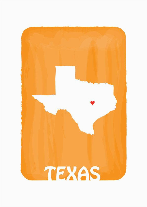 Map Of orange Texas Texas State Map Light orange Personalized Custom Color