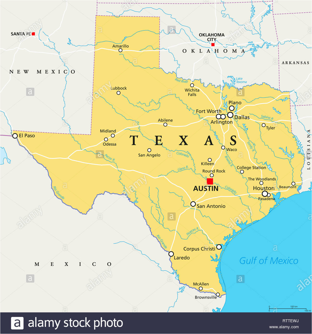 Map Of south Central Texas Texas Map Stock Photos Texas Map Stock Images Alamy