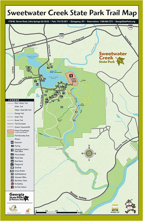 Map Of Sweetwater Texas Trails at Sweetwater Creek State Park Georgia State Parks D
