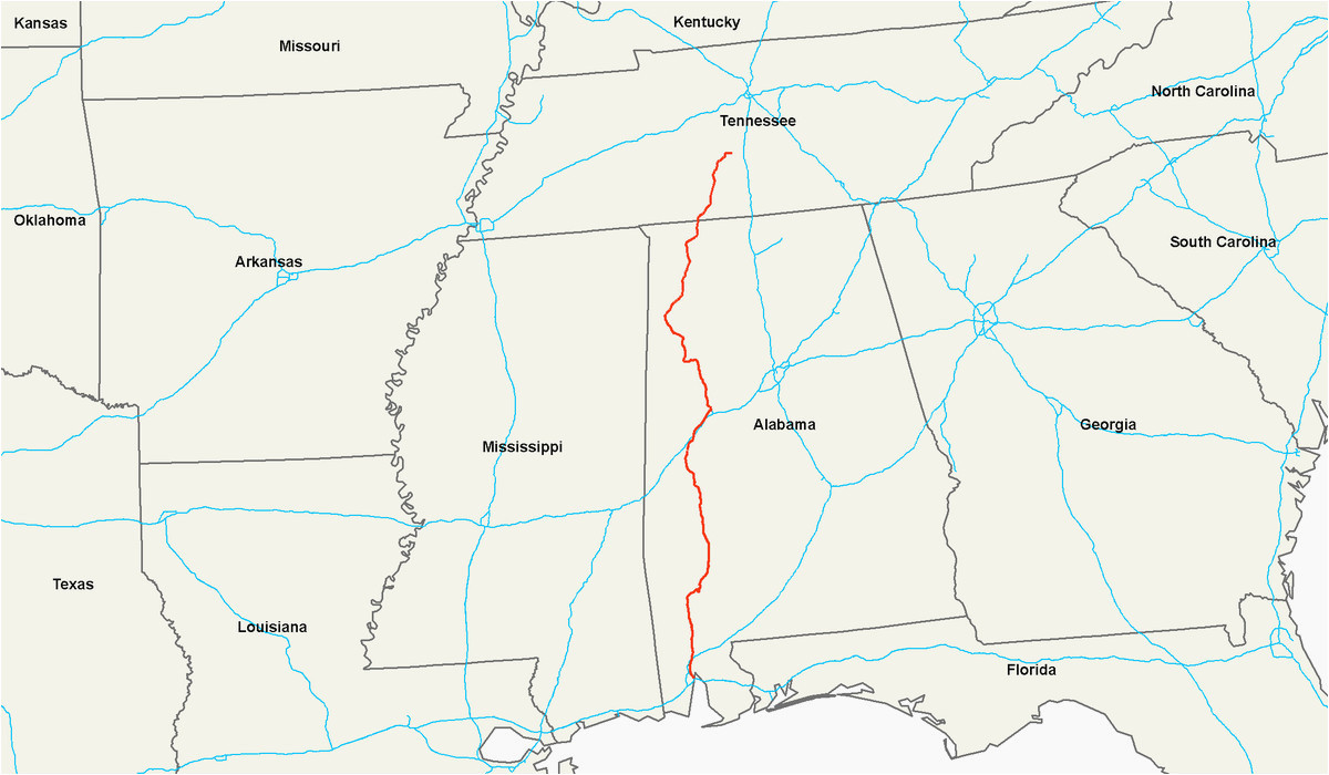 Map Of Tennessee and Mississippi Map Of Alabama Mississippi and Tennessee U S Route 43 Wikipedia