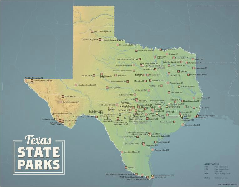 Map Of Texas National Parks Texas State Parks Map 11×14 Print Best Maps Ever
