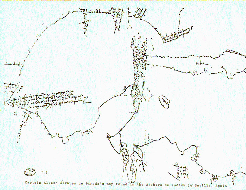 Map Of the Texas Coast Datei Alonso Alvarez De Pineda Map Of Gulf Coast Png Wikipedia