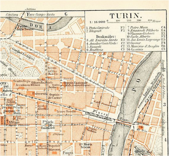 Map Of torino Italy Turin torino Italy City Map 19th Century Map Antique 1890s
