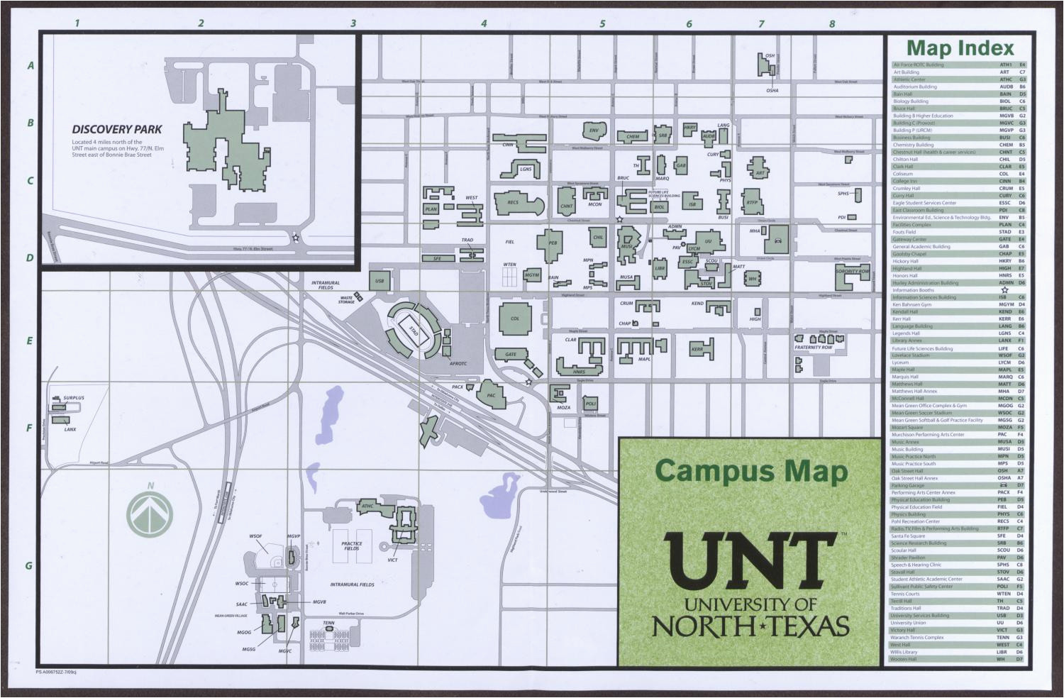 Map Of University Of north Texas University Of north Texas Campus Map 2014 15 Side 1 Of 2