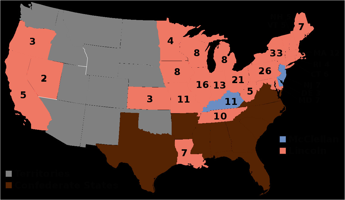 Mcclellan Texas Map 1864 United States Presidential Election Wikipedia