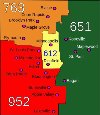 Minnesota Phone area Code Map area Code 612 Wikipedia