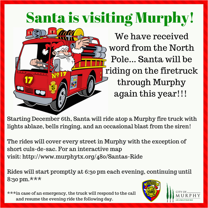 Murphy Texas Map Santa is Visiting Murphy City Of Murphy Nextdoor