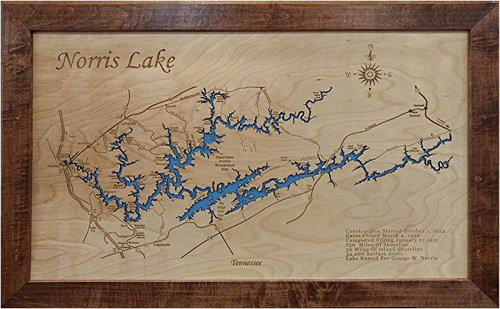Norris Lake Tennessee Map Amazon Com norris Lake Tennessee Framed Wood Map Wall Hanging