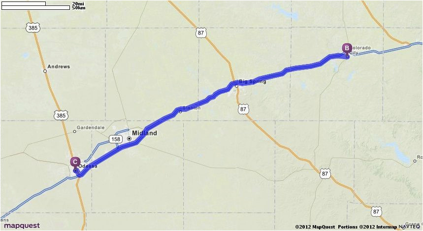 Odessa Texas On Map Driving Directions From Odessa Texas to Odessa Texas Mapquest