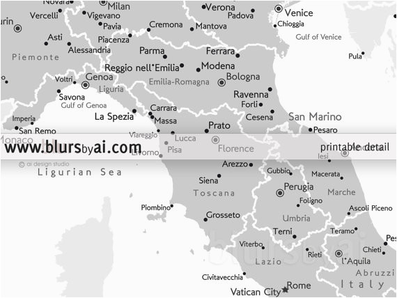 Piombino Italy Map 8×10 16×20 Printable Map Of Italy Italy Map with Cities Italia