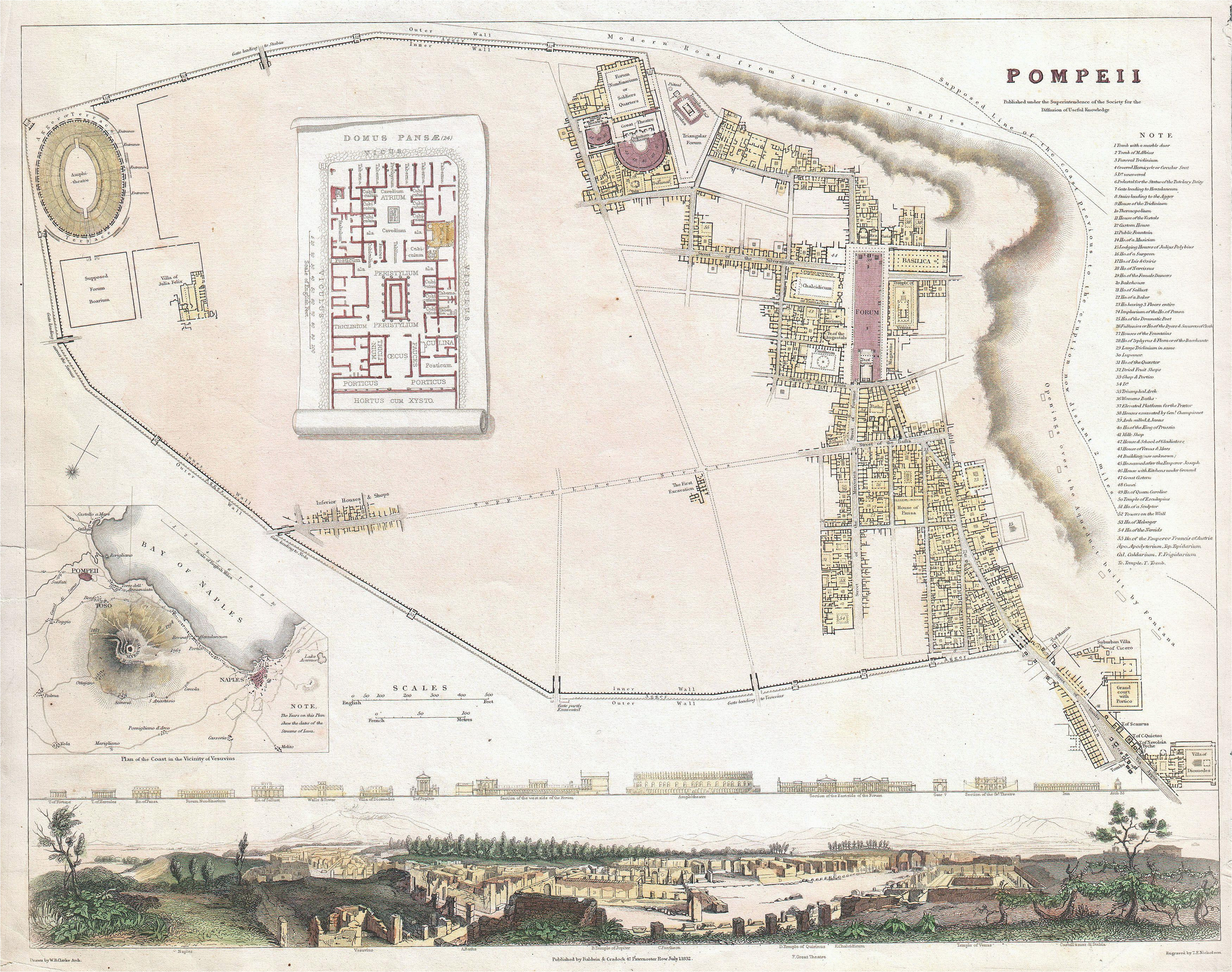 Pompeii On Map Of Italy File 1832 S D U K City Plan or Map Of Pompeii Italy Geographicus