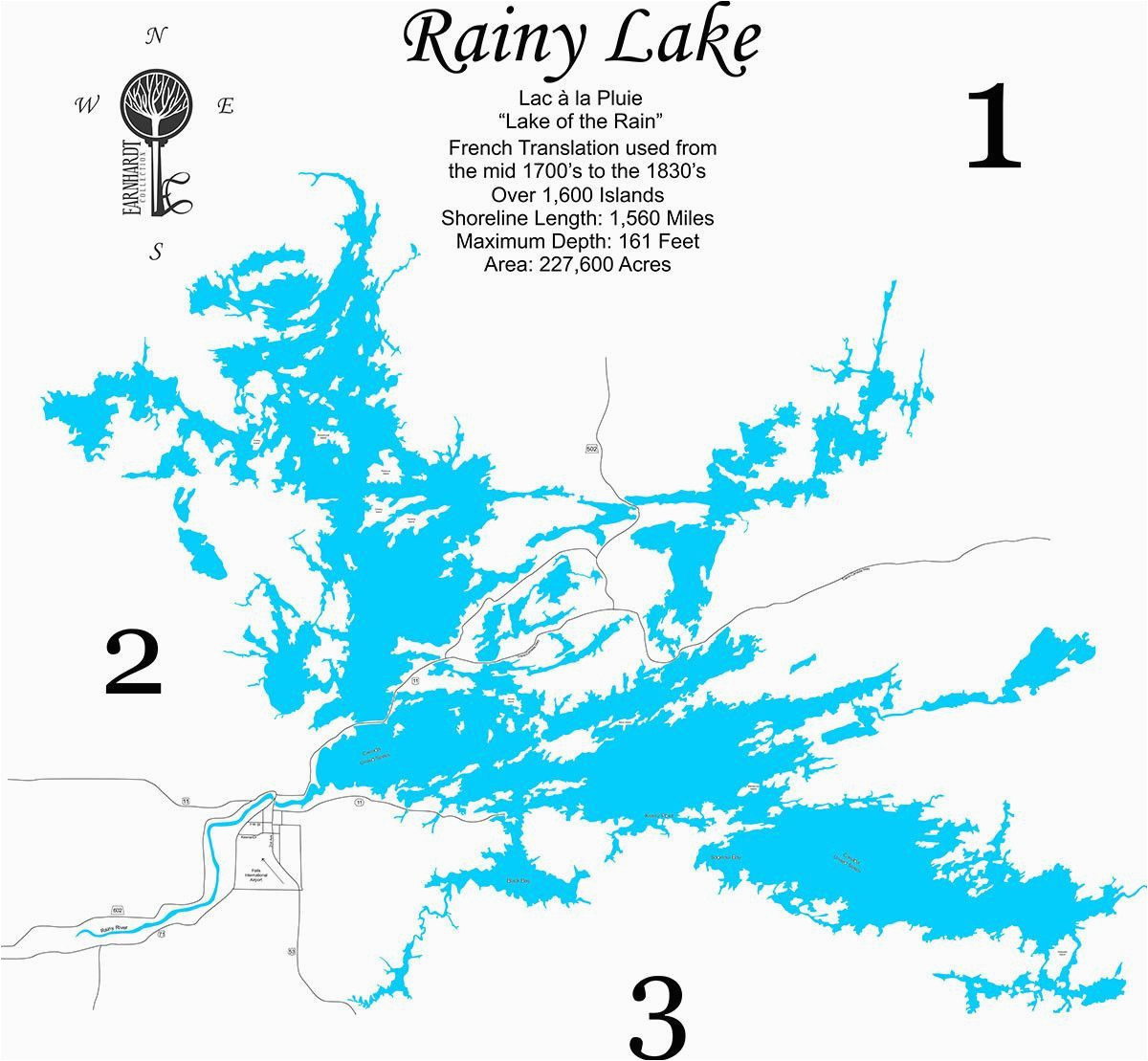 Rainy Lake Minnesota Map Rainy Lake Minnesota Wood Laser Cut Map Earnhardt Collection