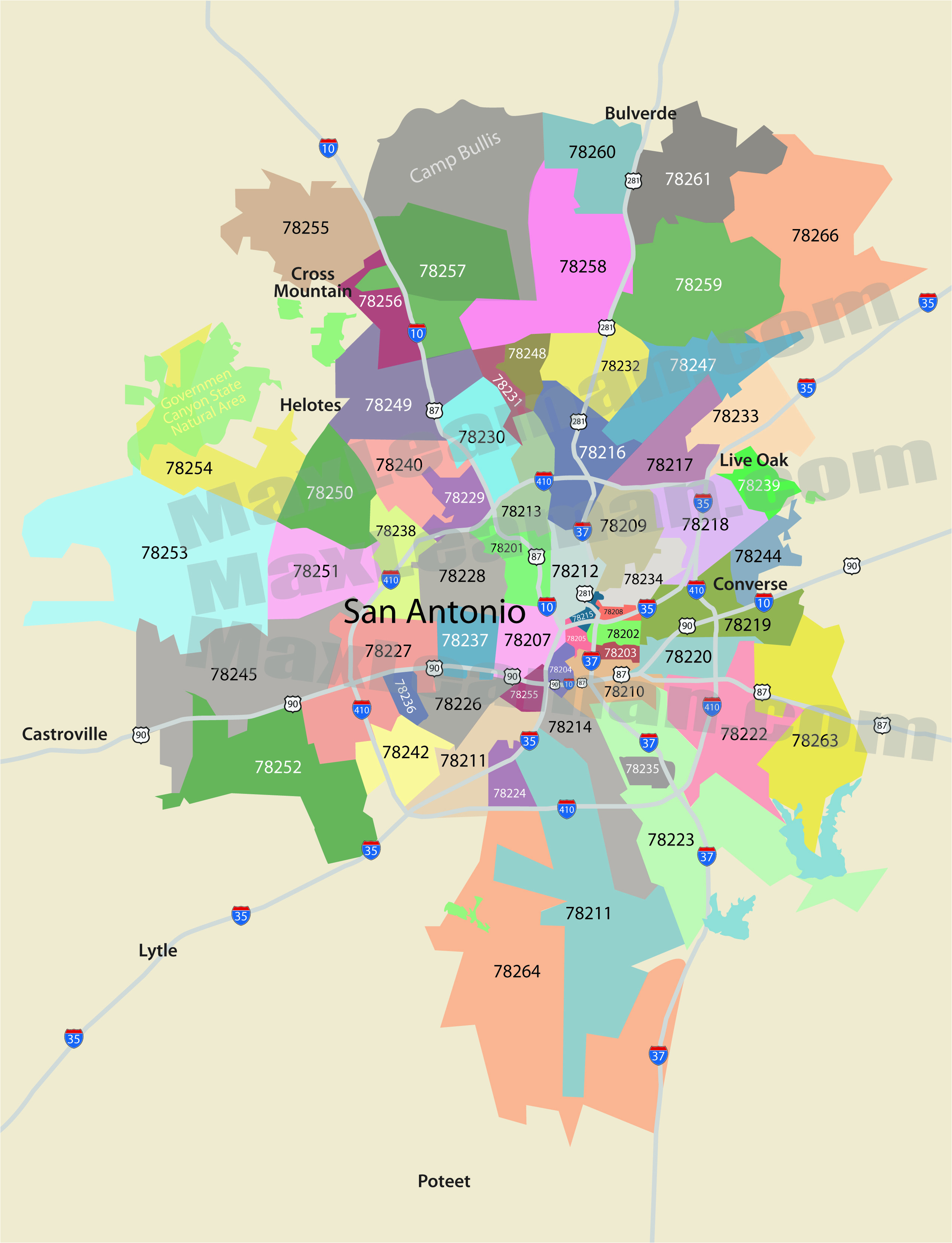 San Antonio Texas Zip Codes Map Secretmuseum