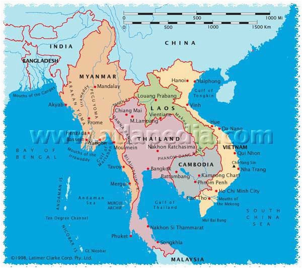 South East Italy Map Political Map Of Myanmar Thailand Laos Cambodia Vietnam