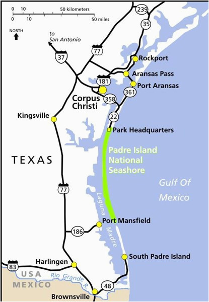 South Padre Texas Map Maps Padre island National Seashore U S National Park Service