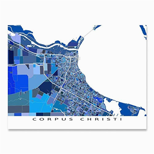 Street Map Of Corpus Christi Texas Amazon Com Corpus Christi Map Print Texas Usa City Street Art