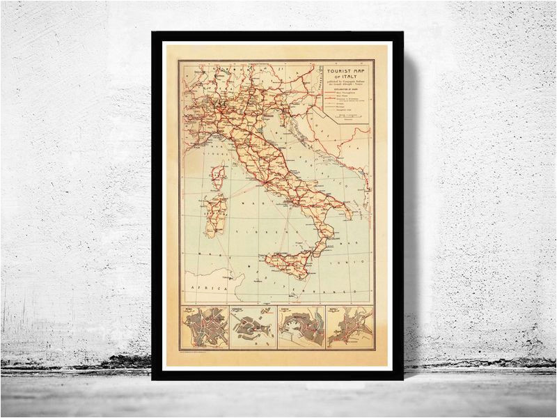 Syracuse Italy Map Old Map Of Italy touristic Map Italia 1931 In 2019 Art Italy Map